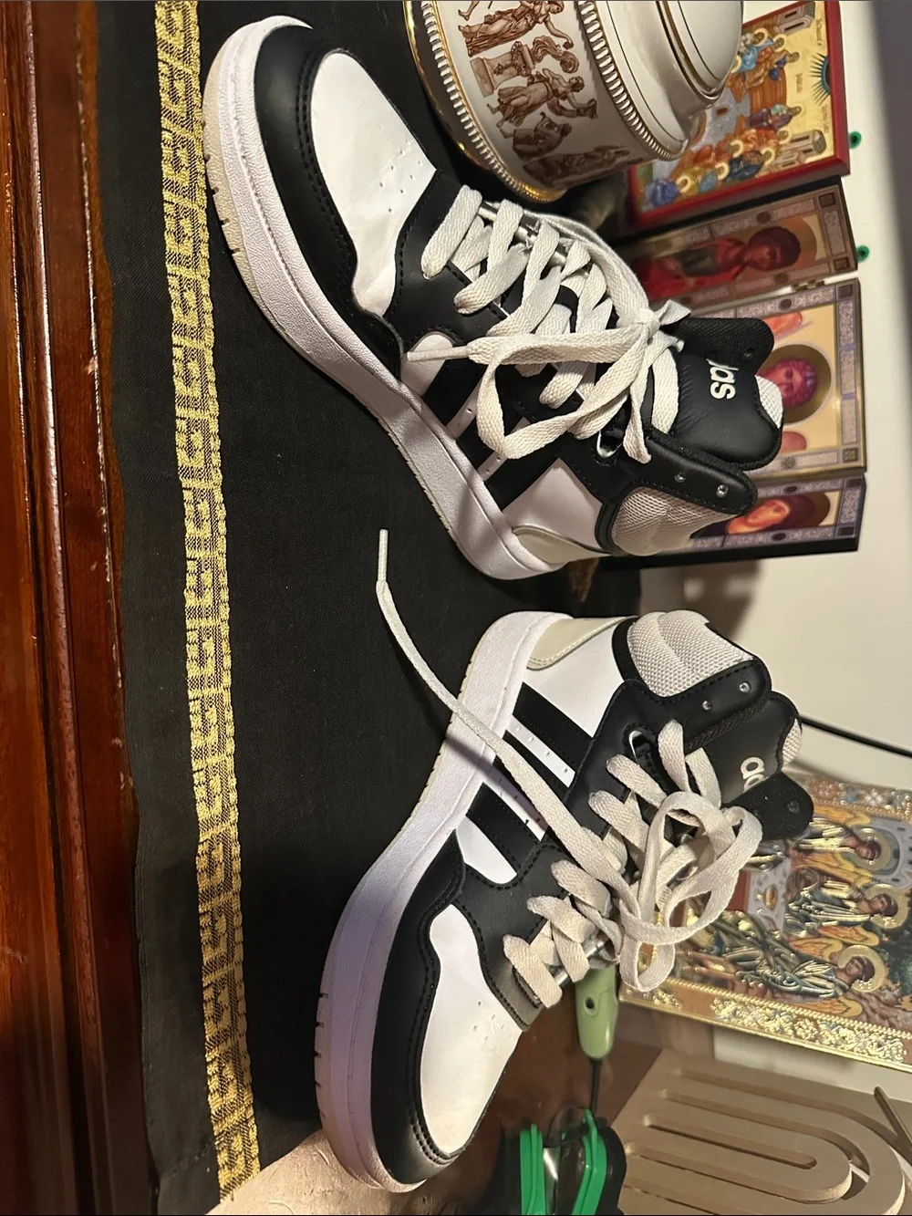 Adidas Hoops Mid Shoes in Black and White